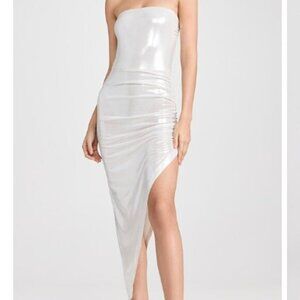 Norma Kamali Pearl Strapless Side Drape Gown — Size XL